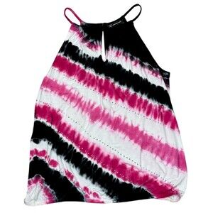 INC International Concepts Tie Dye Tank Top Medium Studs Pink Boho Festival Vibe